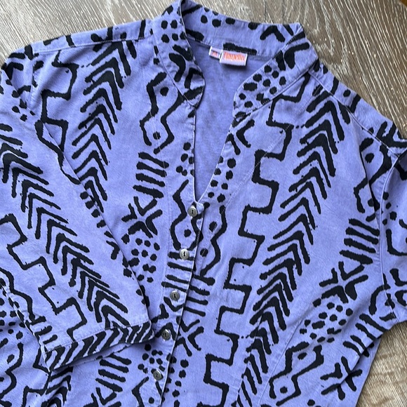 TIANELLO Dynasty Blouse with Engraved Metal Buttons in Grape Purple XL - Picture 3 of 16